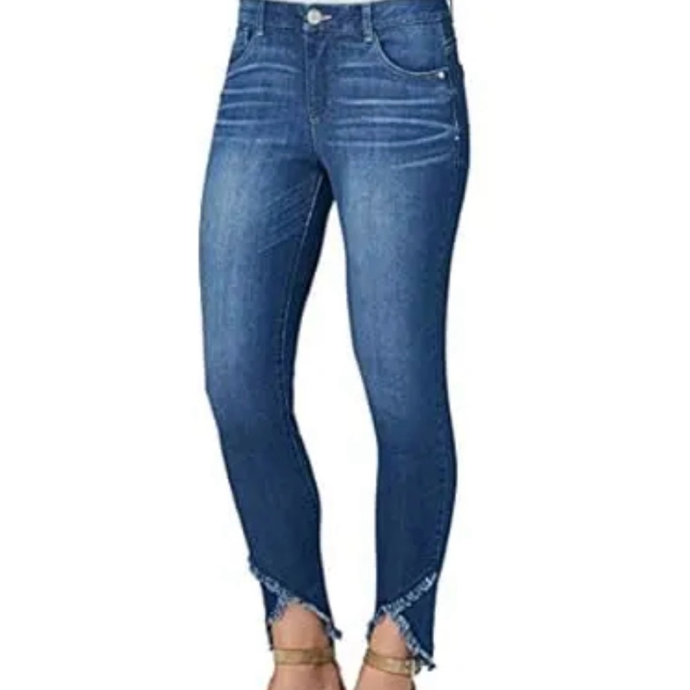 Democracy Women’s Ab Solution Hi-Rise Stretch Waist Tulip Fray Hem Jeans size 14
